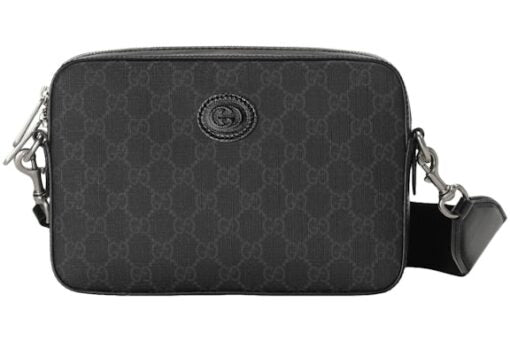 Gucci Interlocking G Shoulder Bag GG Supreme Canvas Black/Grey